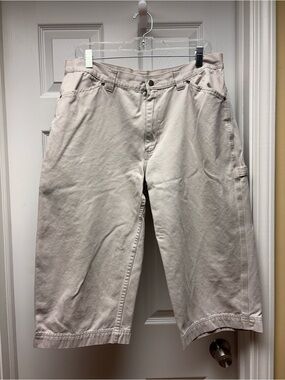 Lee Riveted Women’s Light Cream Cropped Carpenter Pants Size 16M 100% Cotton